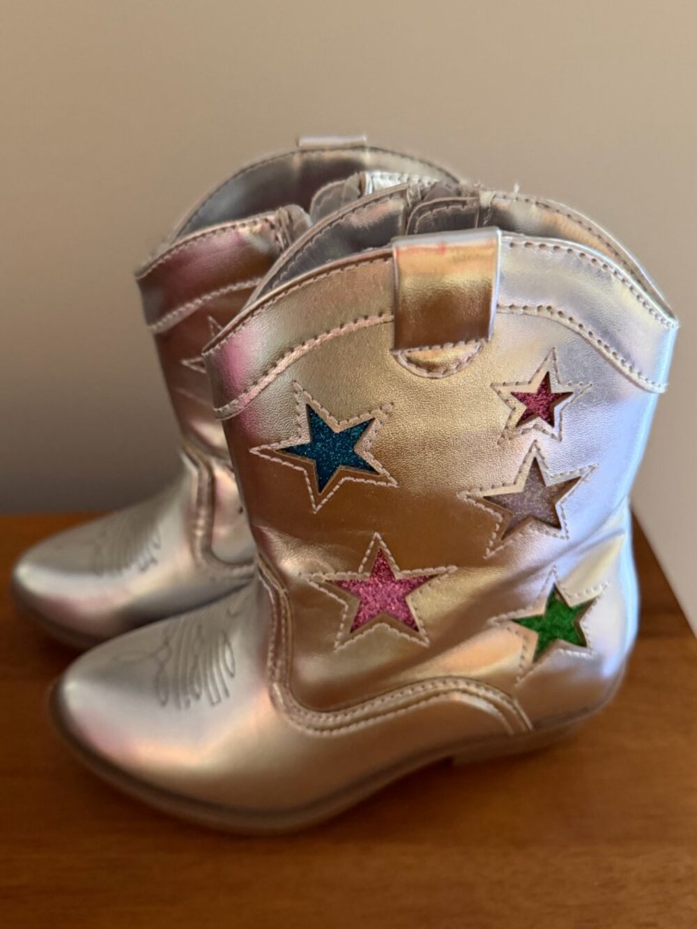 Tucker + Tate Toddler Girls Metallic Gold Cowboy Boots Glitter Stars Size 9